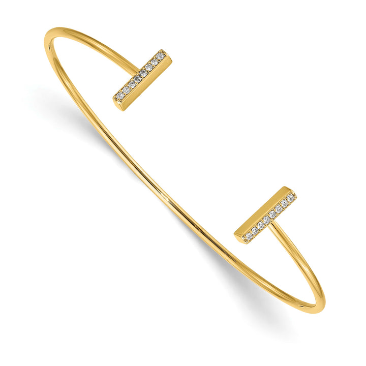 14k Complete 1/6 carat I2 (G-i) Diamond Bar Flexible Cuff Bangle