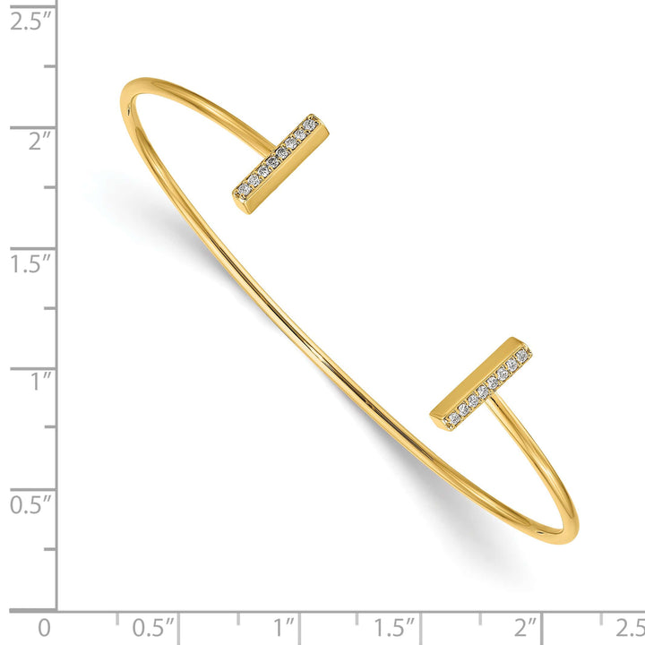 14k Complete 1/6 carat I2 (G-i) Diamond Bar Flexible Cuff Bangle