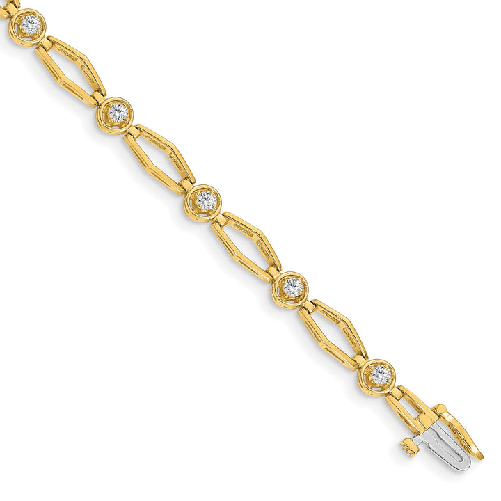 14K Complete 3/4 carat Round I2 Diamond Fancy Link 7 inch Bracelet