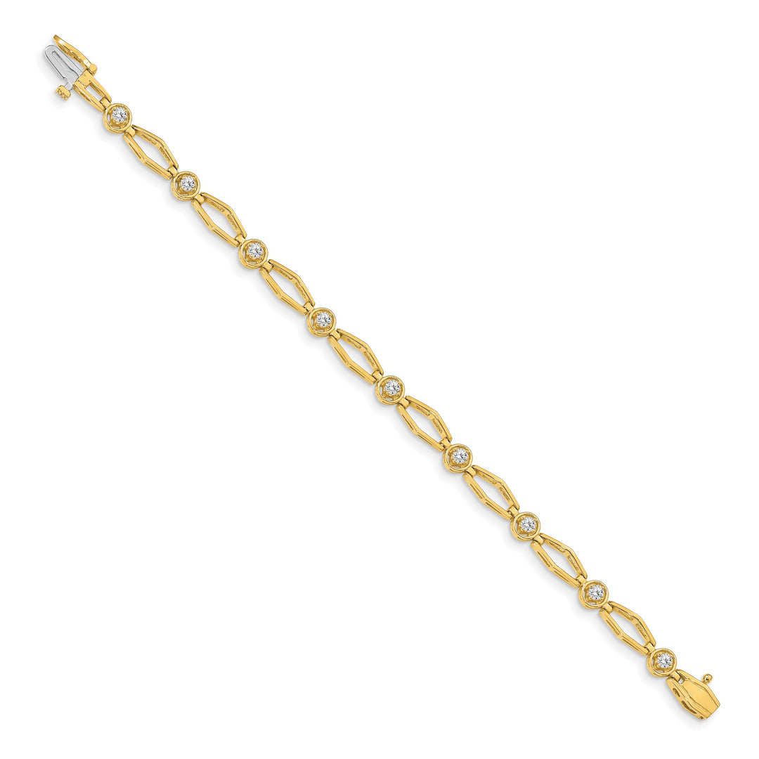 14K Complete 3/4 carat Round I2 Diamond Fancy Link 7 inch Bracelet