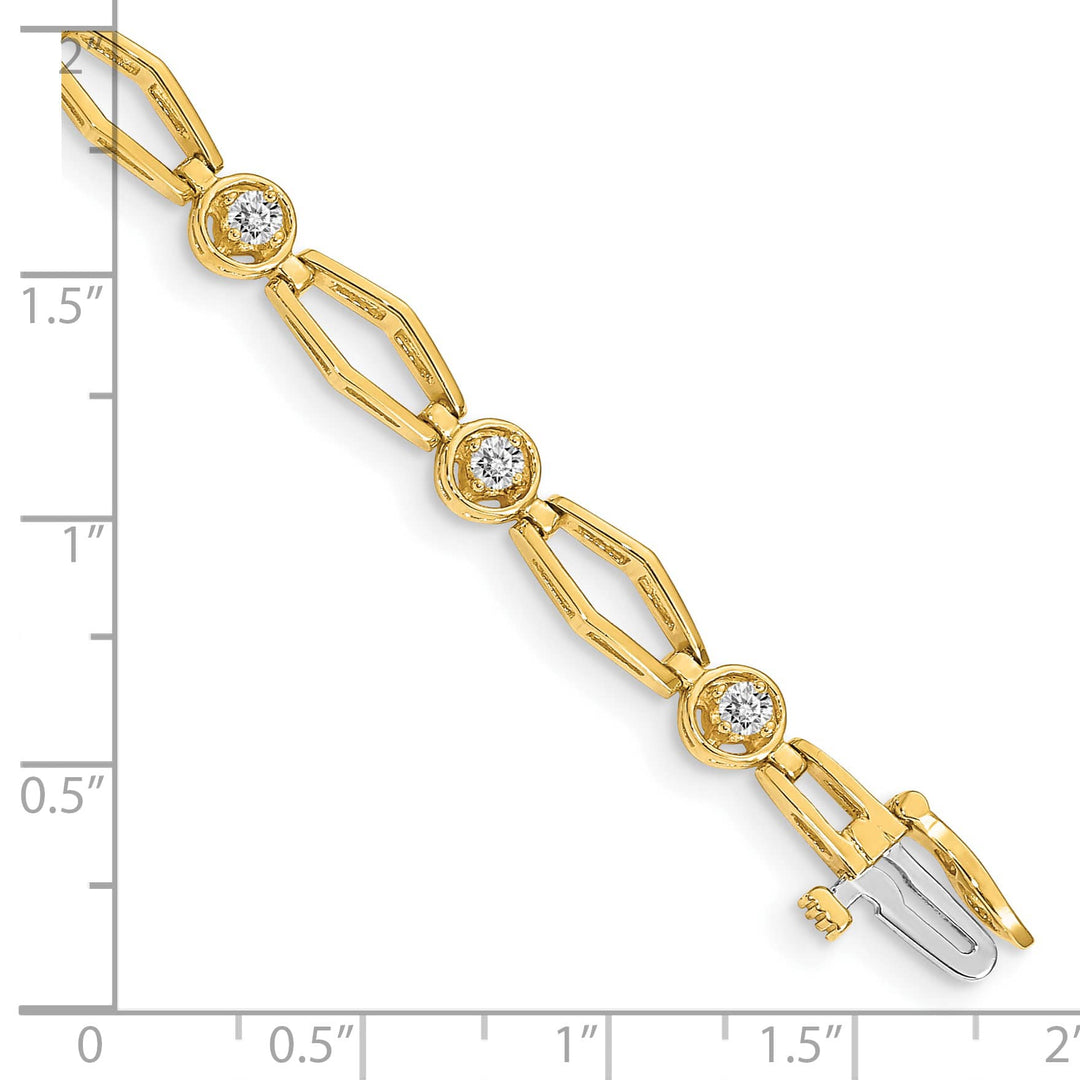 14K Complete 3/4 carat Round I2 Diamond Fancy Link 7 inch Bracelet