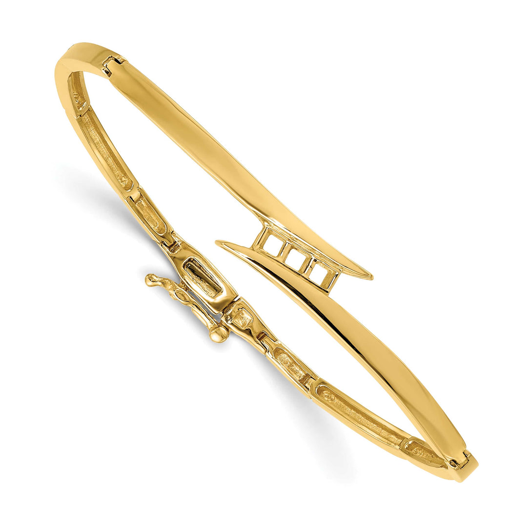 14K Complete 3-Stone 1/4 carat VS2/SI1 Diamond Hinged Bangle Bracelet