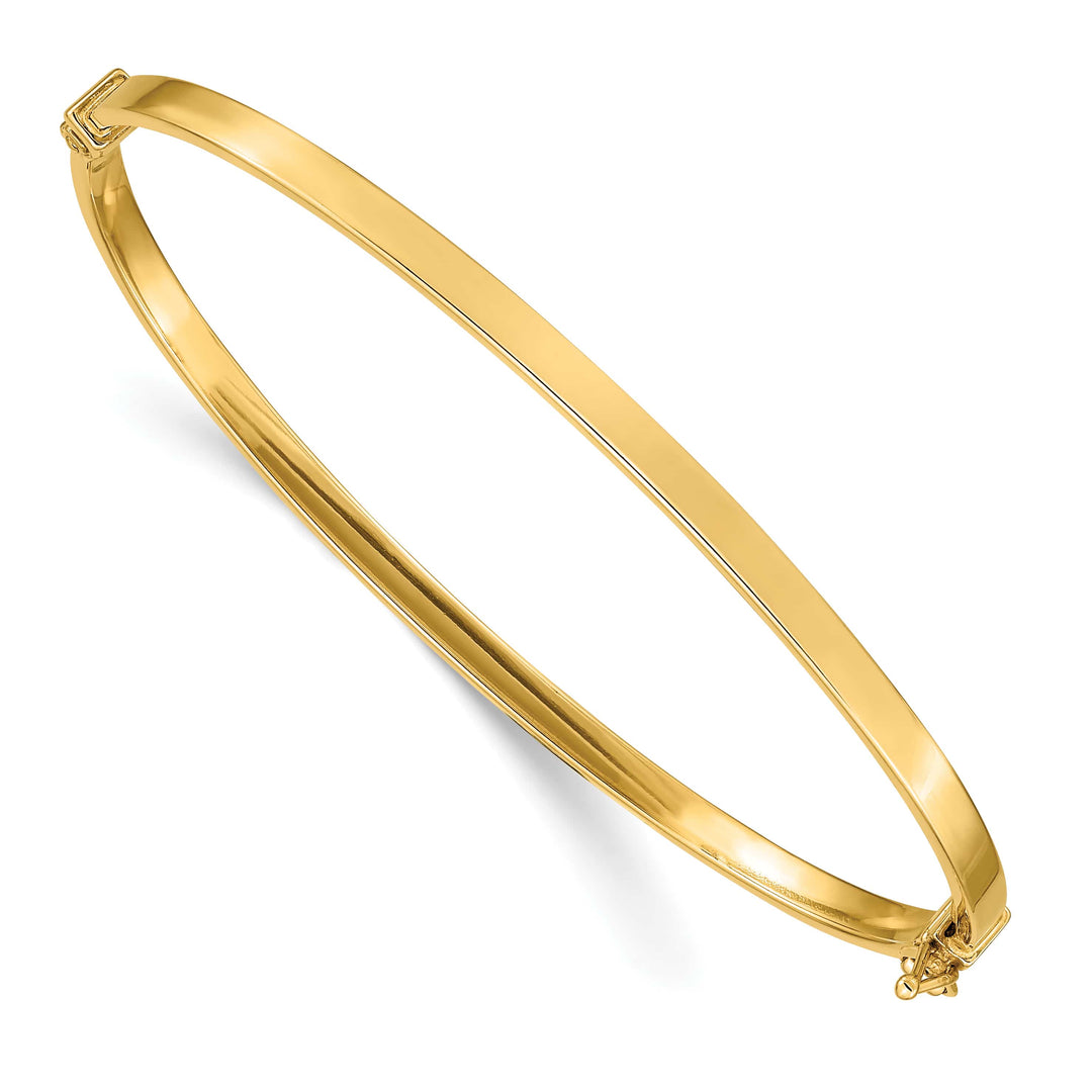 14k Polished 3.00mm Hinged Oval Bangle Bracelet
