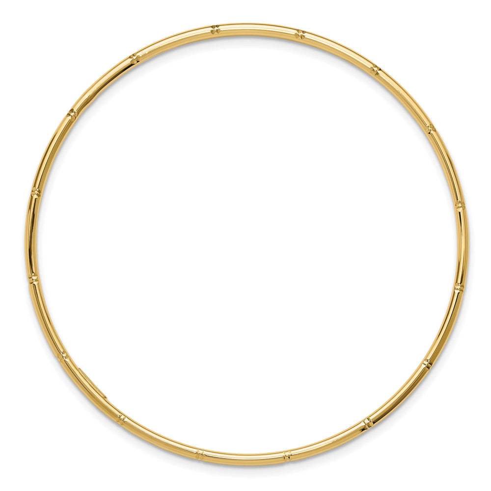 14k Polished Diamond-cut 2.00mm Slip-on Round Bangle Bracelet