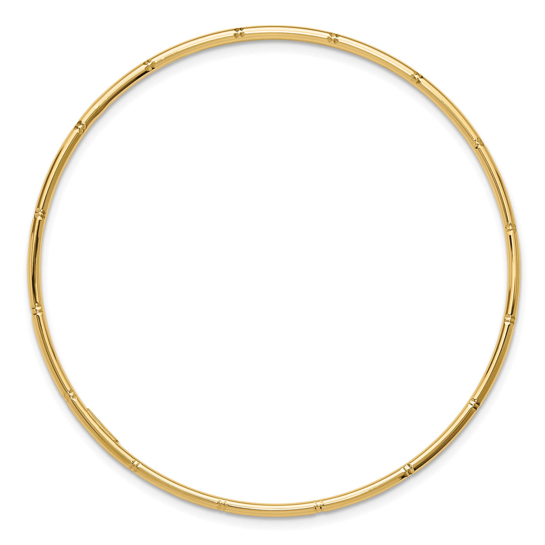 14k Polished Diamond-cut 2.00mm Slip-on Round Bangle Bracelet