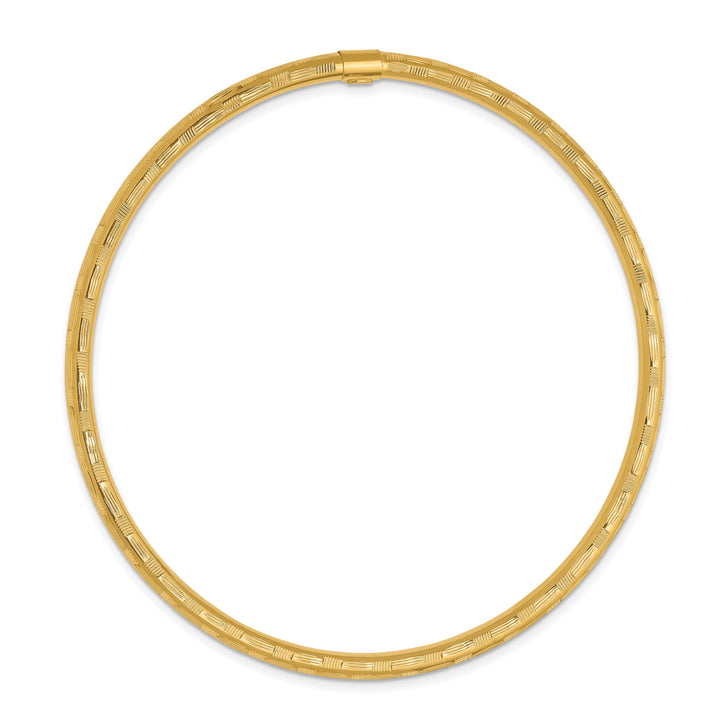 14k Polished Diamond-cut 3.00mm Slip-on Round Bangle Bracelet - 3.01g