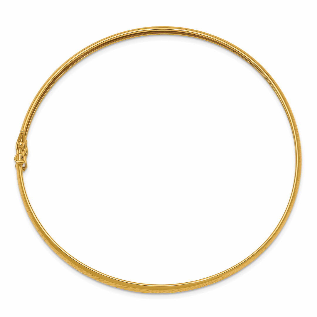 14K Polished Diamond-cut 4.25mm Flexible Round Bangle - 8.5 in