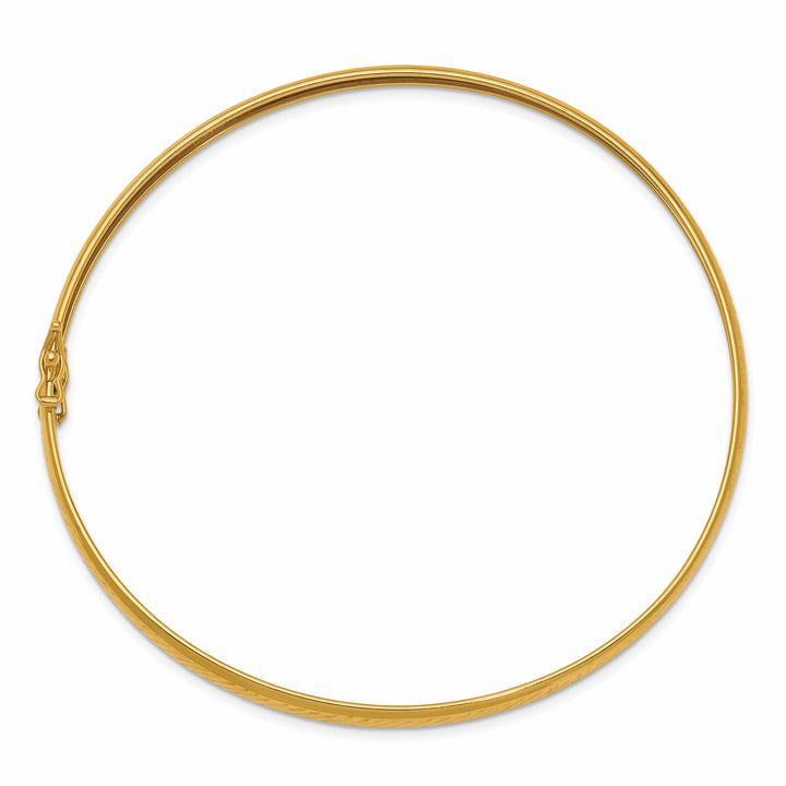 14K Polished Diamond-cut 4.25mm Flexible Round Bangle - 8.5 in