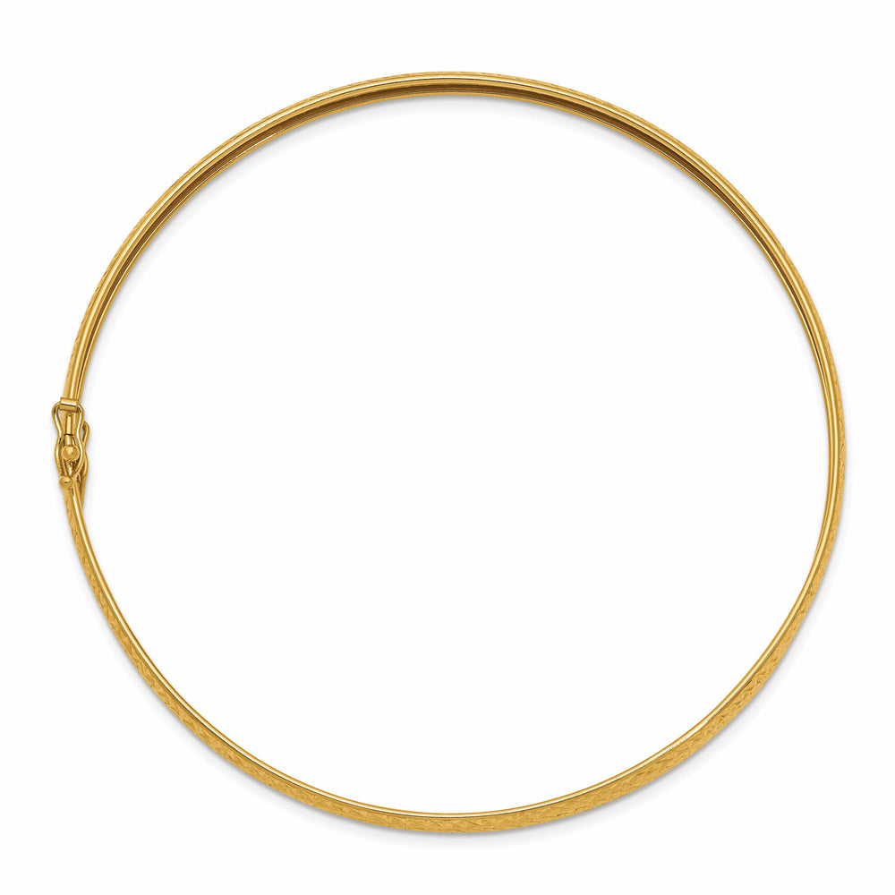 14K Polished Diamond-cut 4.25mm Flexible Round Bangle Bracelet - 8 in