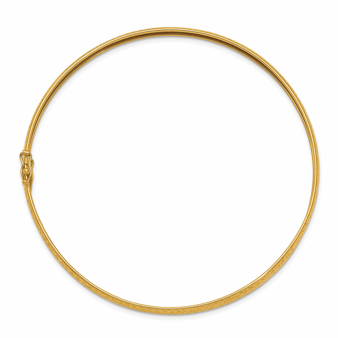 14K Polished Diamond-cut 4.25mm Flexible Round Bangle Bracelet - 8 in