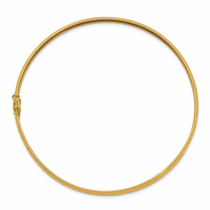 14K Polished Diamond-cut 4.25mm Flexible Round Bangle Bracelet - 8 in