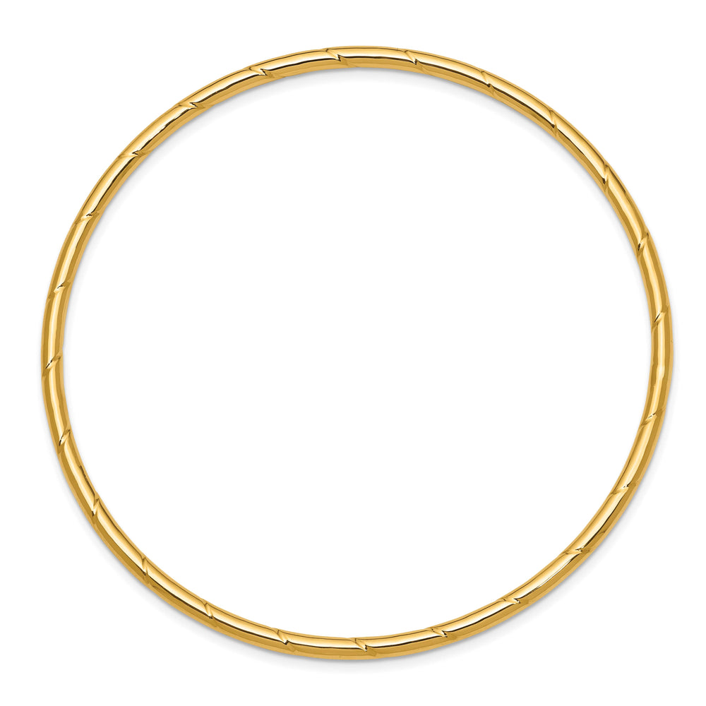 14k Polished Grooved 2.50mm Slip-on Round Bangle Bracelet