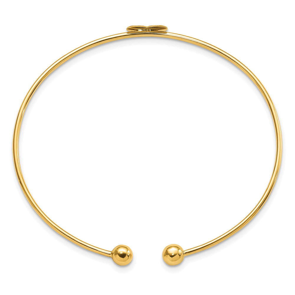 14K Polished Heart 1.50mm Flexible Oval Bangle Bracelet