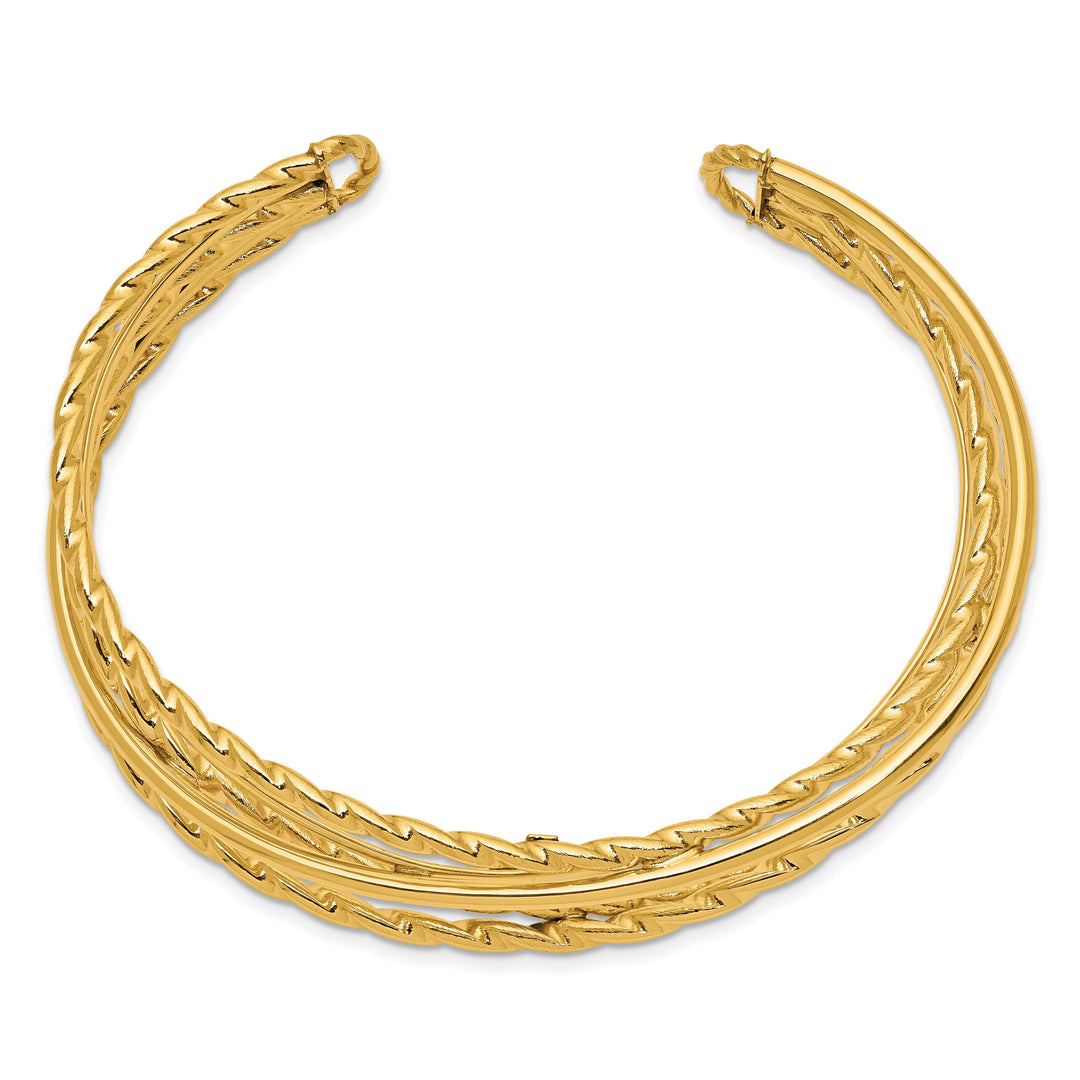 14k Polished Multi Tube Oval Cuff Bangle Bracelet
