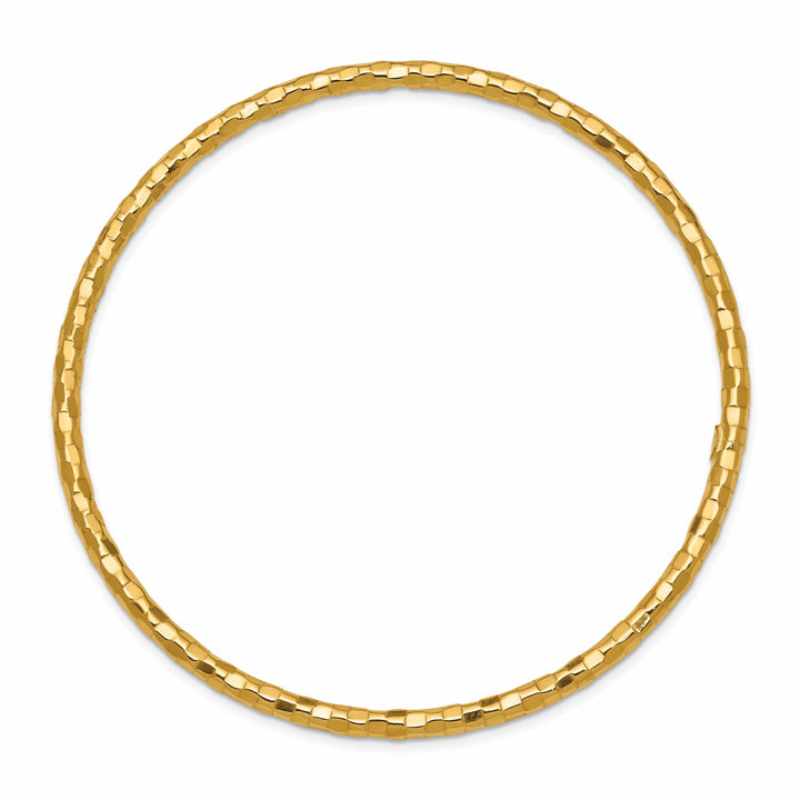 14k Polished Textured 3.00mm Slip-on Round Bangle Bracelet
