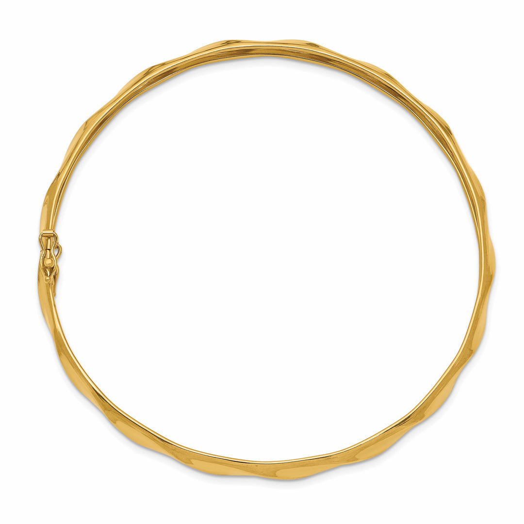 14k Polished Twisted 5.00mm Flexible Round Bangle Bracelet