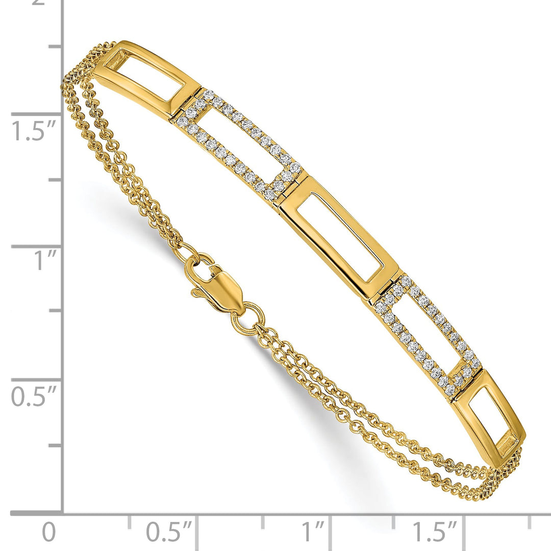 14K Rectangle Link 1/4 carat Diamond Double Strand 7 inch Bracelet