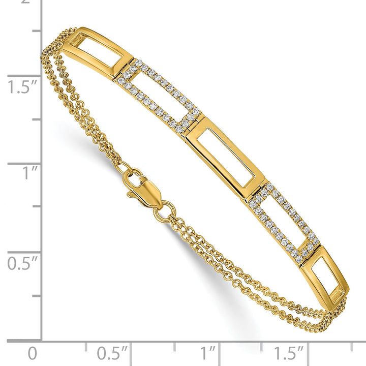 14K Rectangle Link 1/4 carat Diamond Double Strand 7 inch Bracelet
