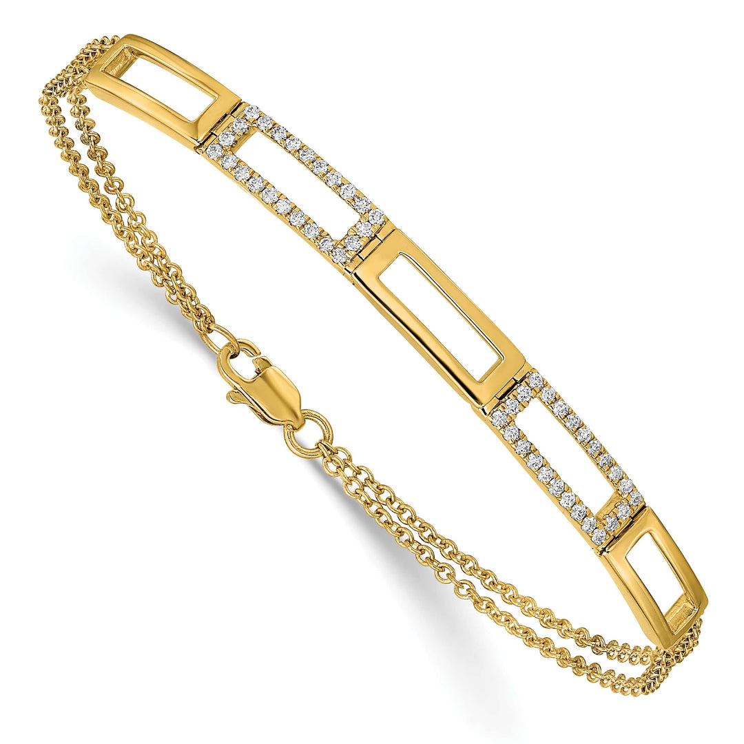 14K Rectangle Link 1/4 carat Diamond Double Strand 7 inch Bracelet