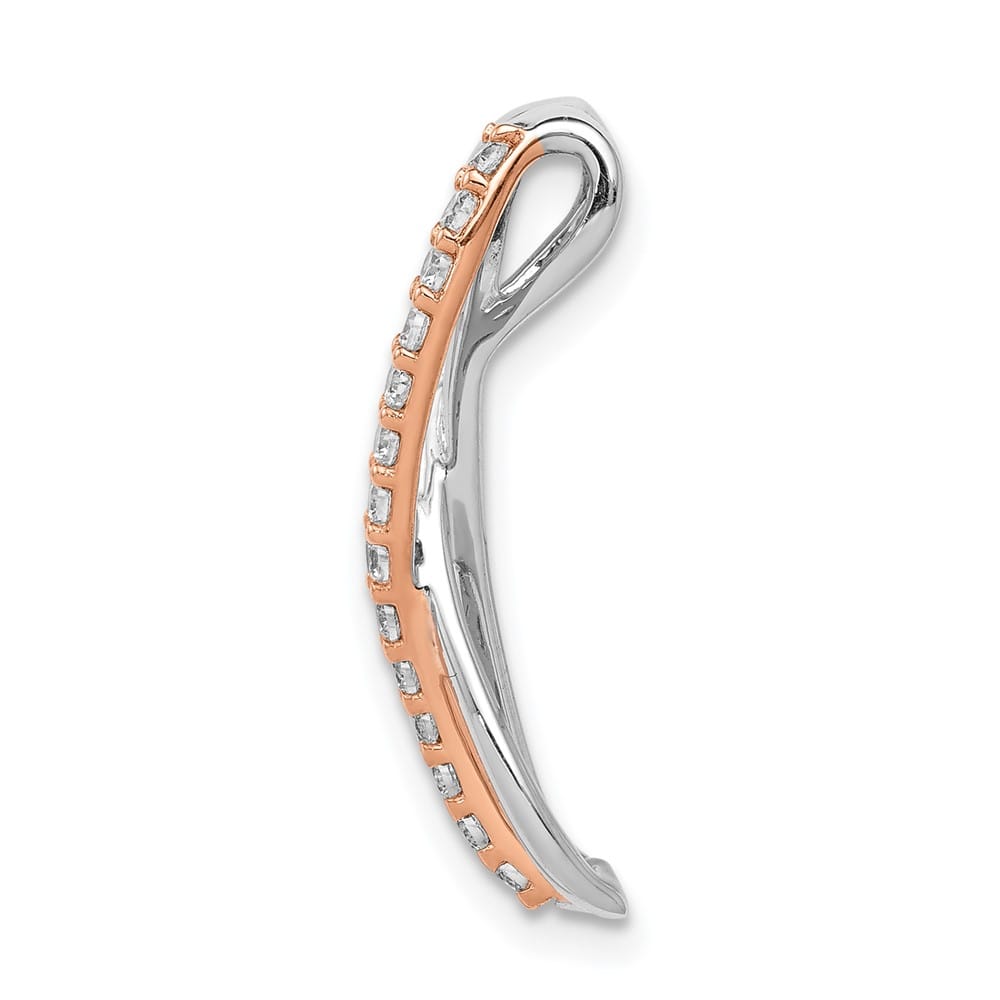 14K Rose and White Gold 1/5 Carat Diamond Fancy Twisted Chain Slide
