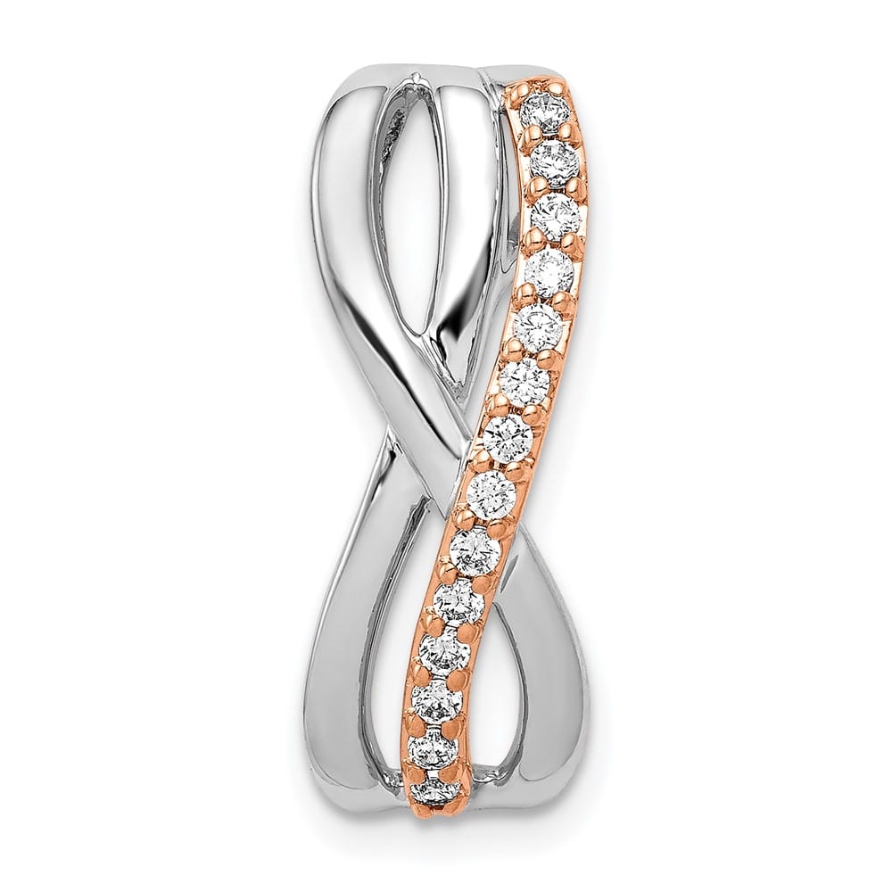 14K Rose and White Gold 1/5 Carat Diamond Fancy Twisted Chain Slide