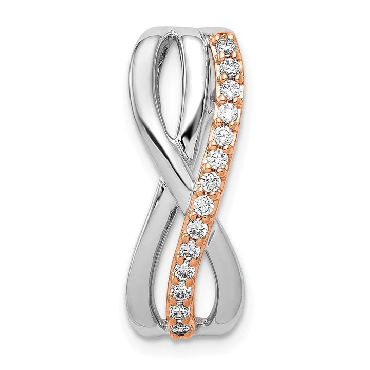14K Rose and White Gold 1/5 Carat Diamond Fancy Twisted Chain Slide