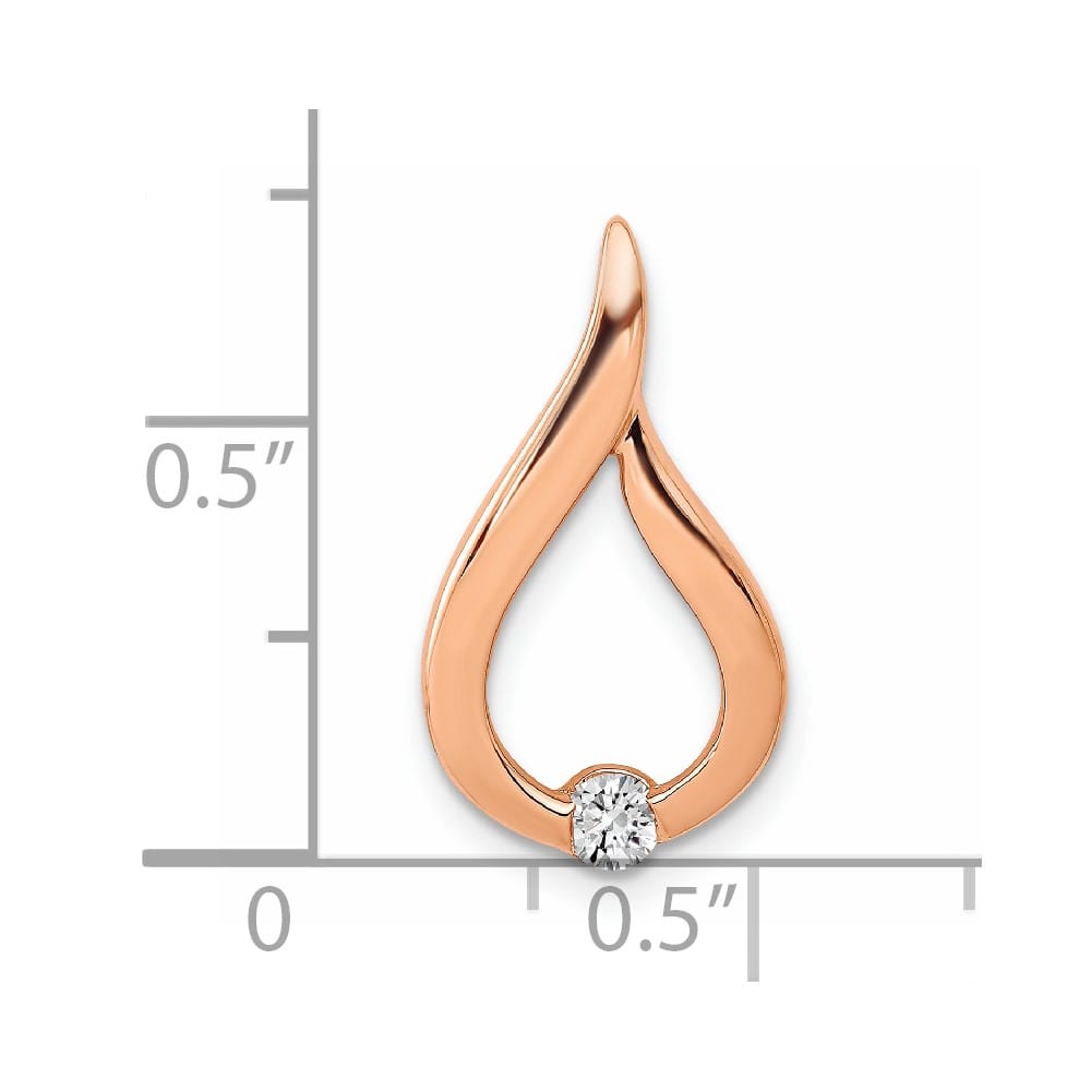 14K Rose Gold 1/10 Carat Diamond Teardrop Chain Slide