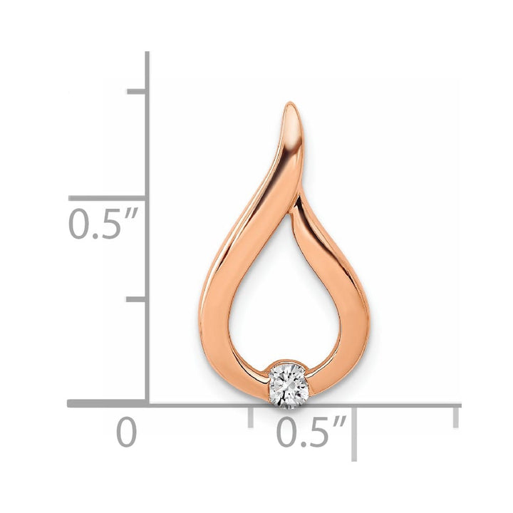 14K Rose Gold 1/10 Carat Diamond Teardrop Chain Slide