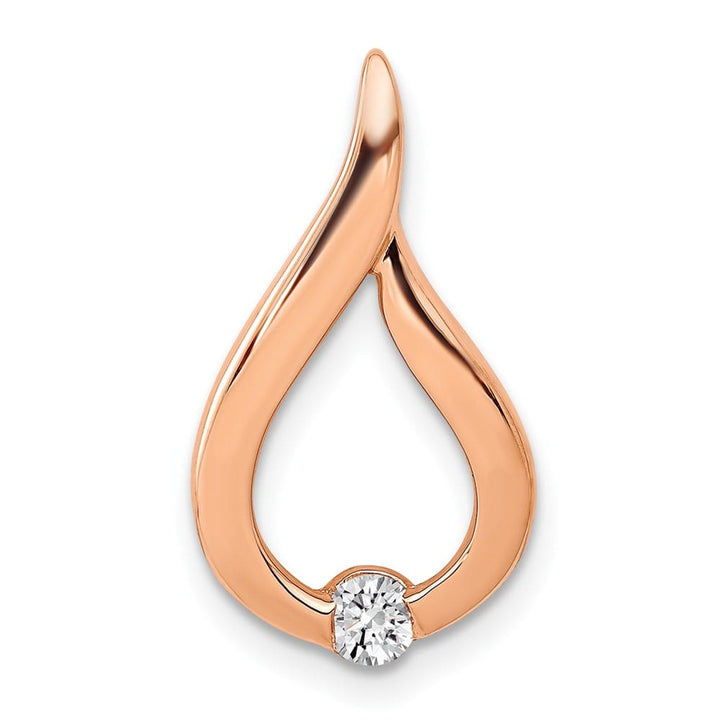 14K Rose Gold 1/10 Carat Diamond Teardrop Chain Slide