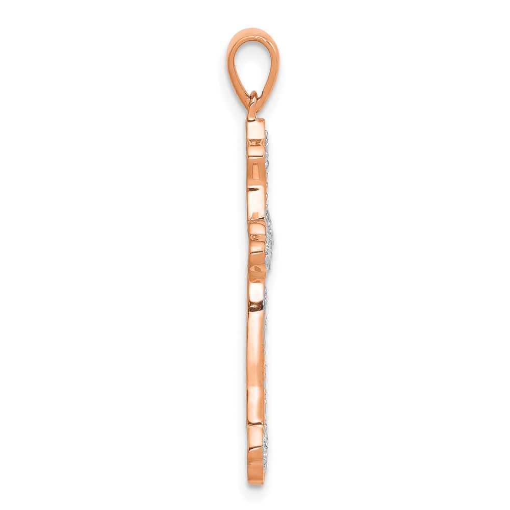14K Rose Gold 1/10 CT Diamond Cross Pendant