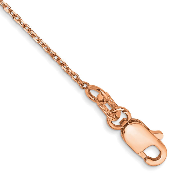 14K Rose Gold 1.10mm D.C. Cable Anklet 10 Inch