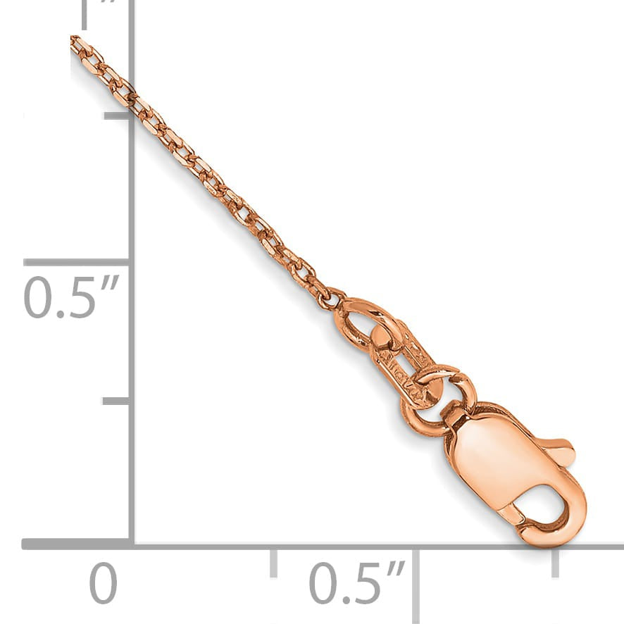 14K Rose Gold 1.10mm D.C. Cable Anklet 10 Inch