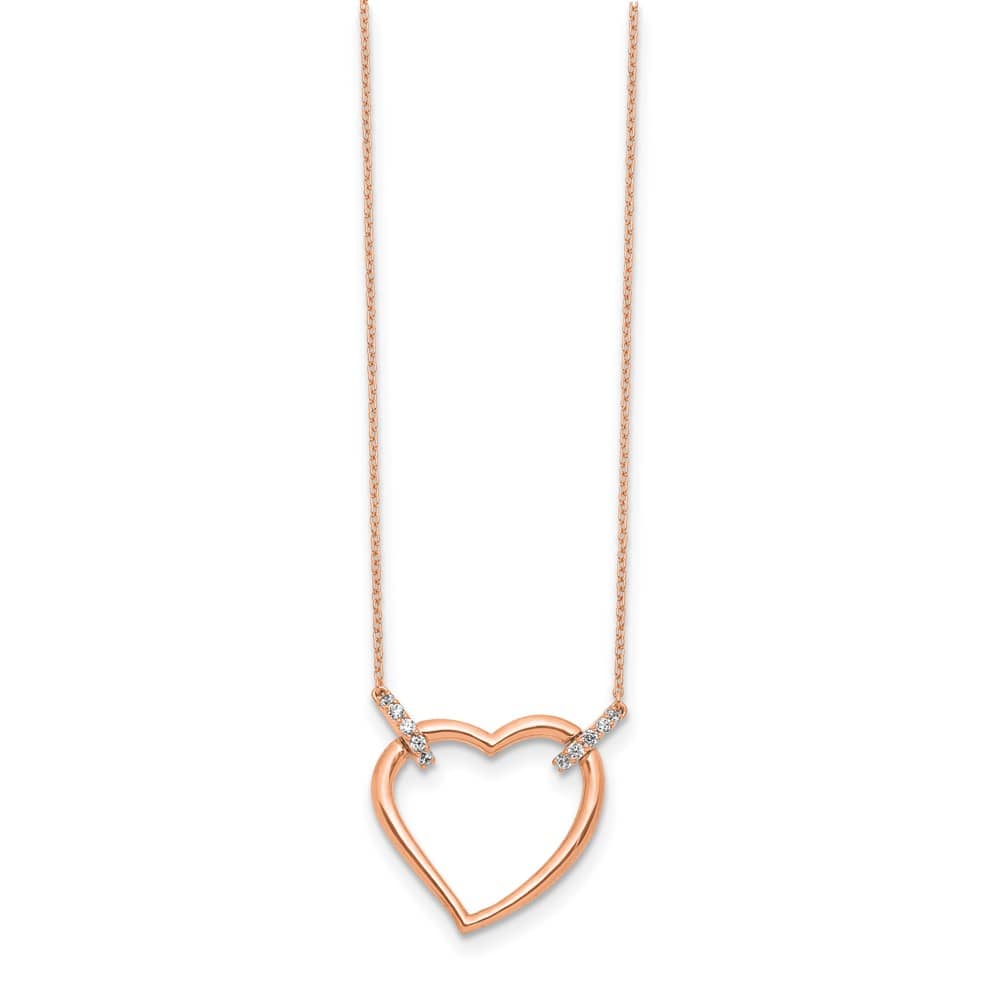 14K Rose Gold 1/4 carat Diamond Heart 18 inch Necklace