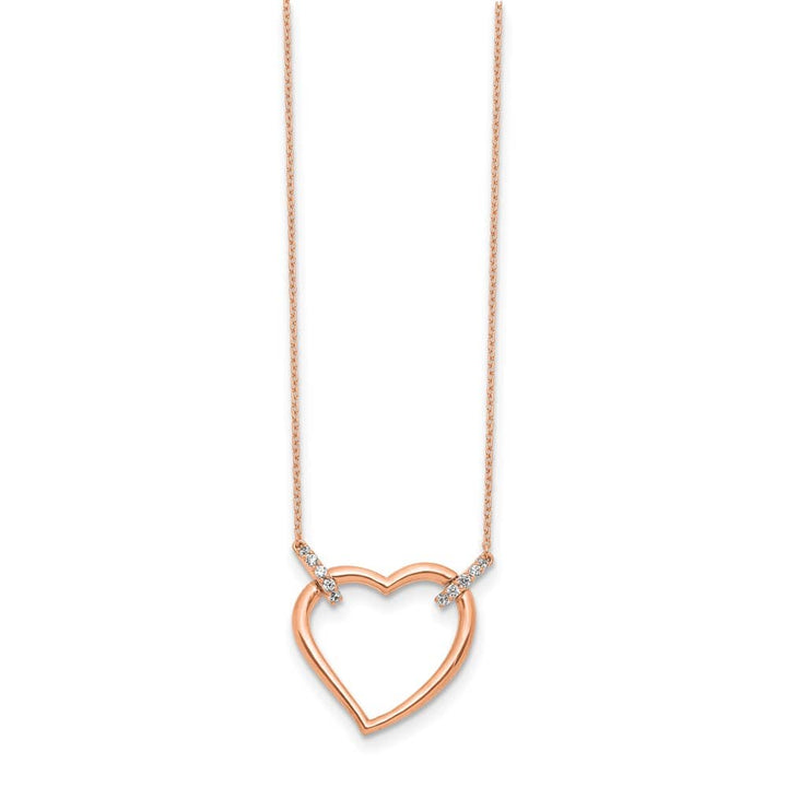 14K Rose Gold 1/4 carat Diamond Heart 18 inch Necklace
