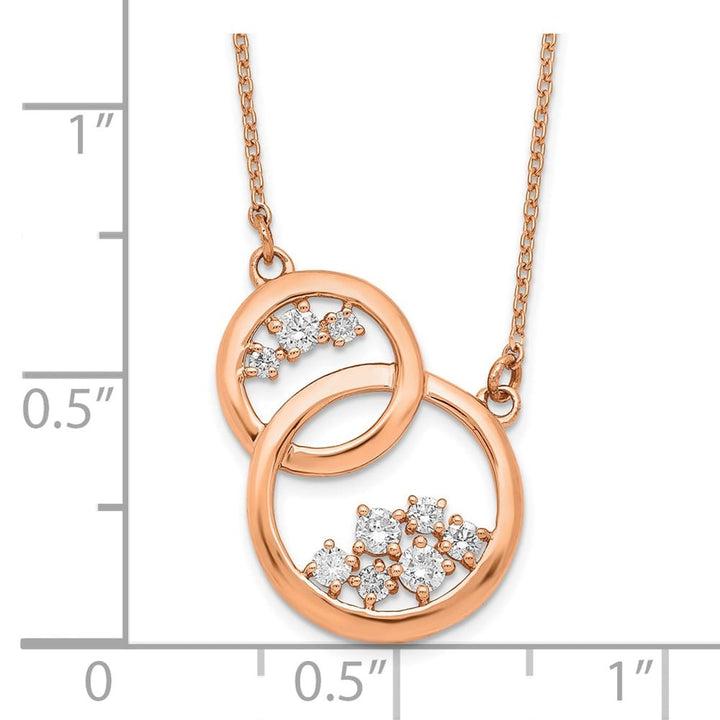 14K Rose Gold 1/4 carat Diamond Interlocked Circles 18 inch Necklace