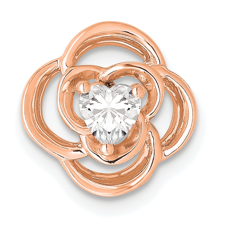 14K Rose Gold 1/4 ct Lab Grown Diamond Complete Flower Slide Pendant