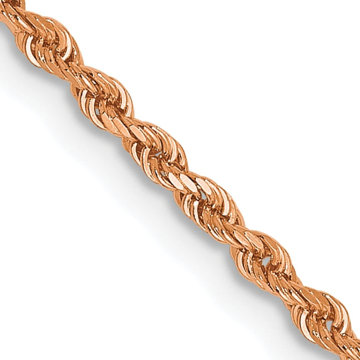 14K Rose Gold 1.5mm D.C. Rope Chain 20 Inch