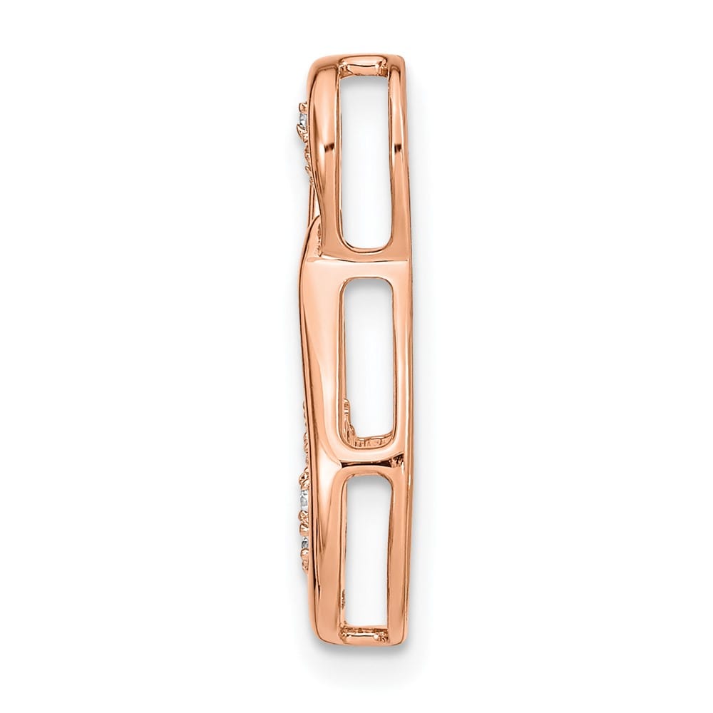 14K Rose Gold 1/8 ct Diamond Double Teardrop Chain Slide