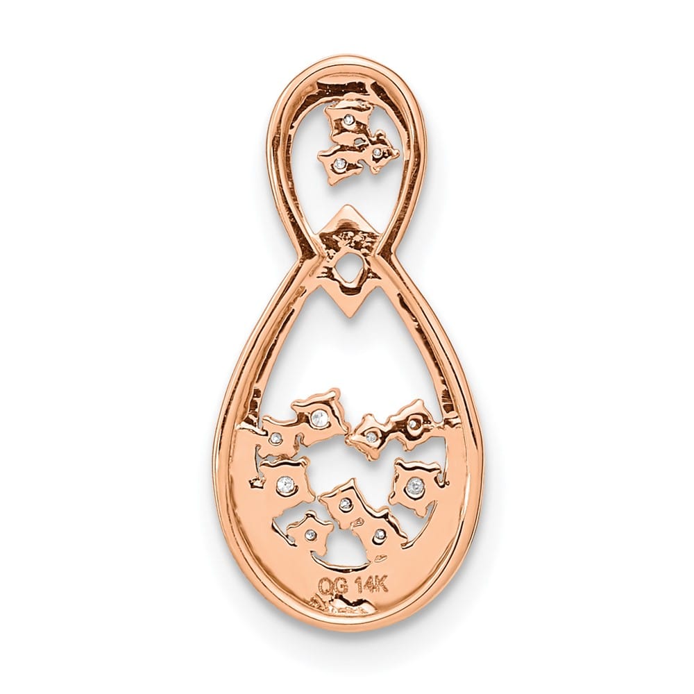 14K Rose Gold 1/8 ct Diamond Double Teardrop Chain Slide