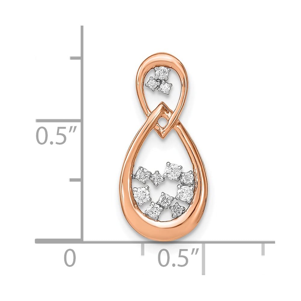 14K Rose Gold 1/8 ct Diamond Double Teardrop Chain Slide