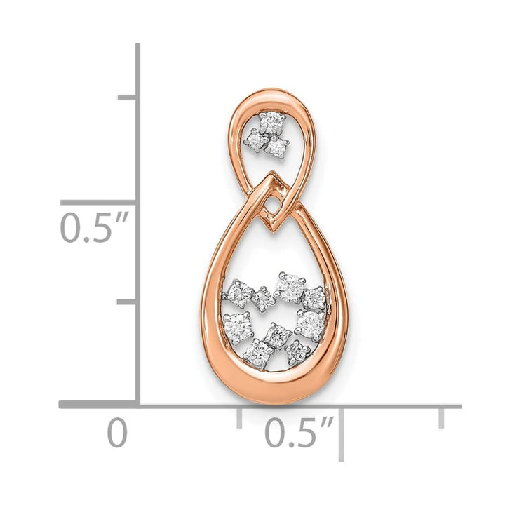 14K Rose Gold 1/8 ct Diamond Double Teardrop Chain Slide