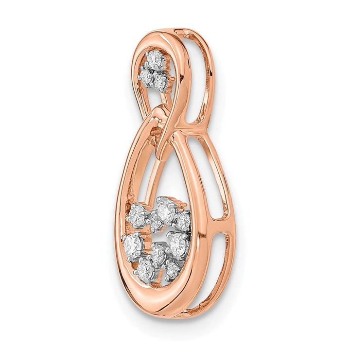 14K Rose Gold 1/8 ct Diamond Double Teardrop Chain Slide