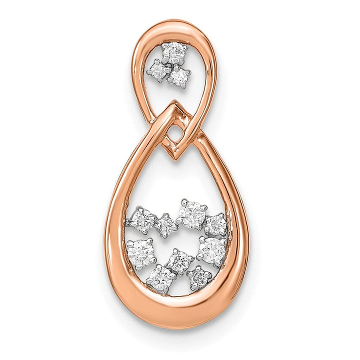 14K Rose Gold 1/8 ct Diamond Double Teardrop Chain Slide
