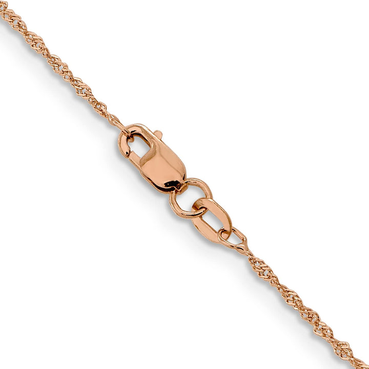 14K Rose Gold 1mm Singapore Chain 24 Inch