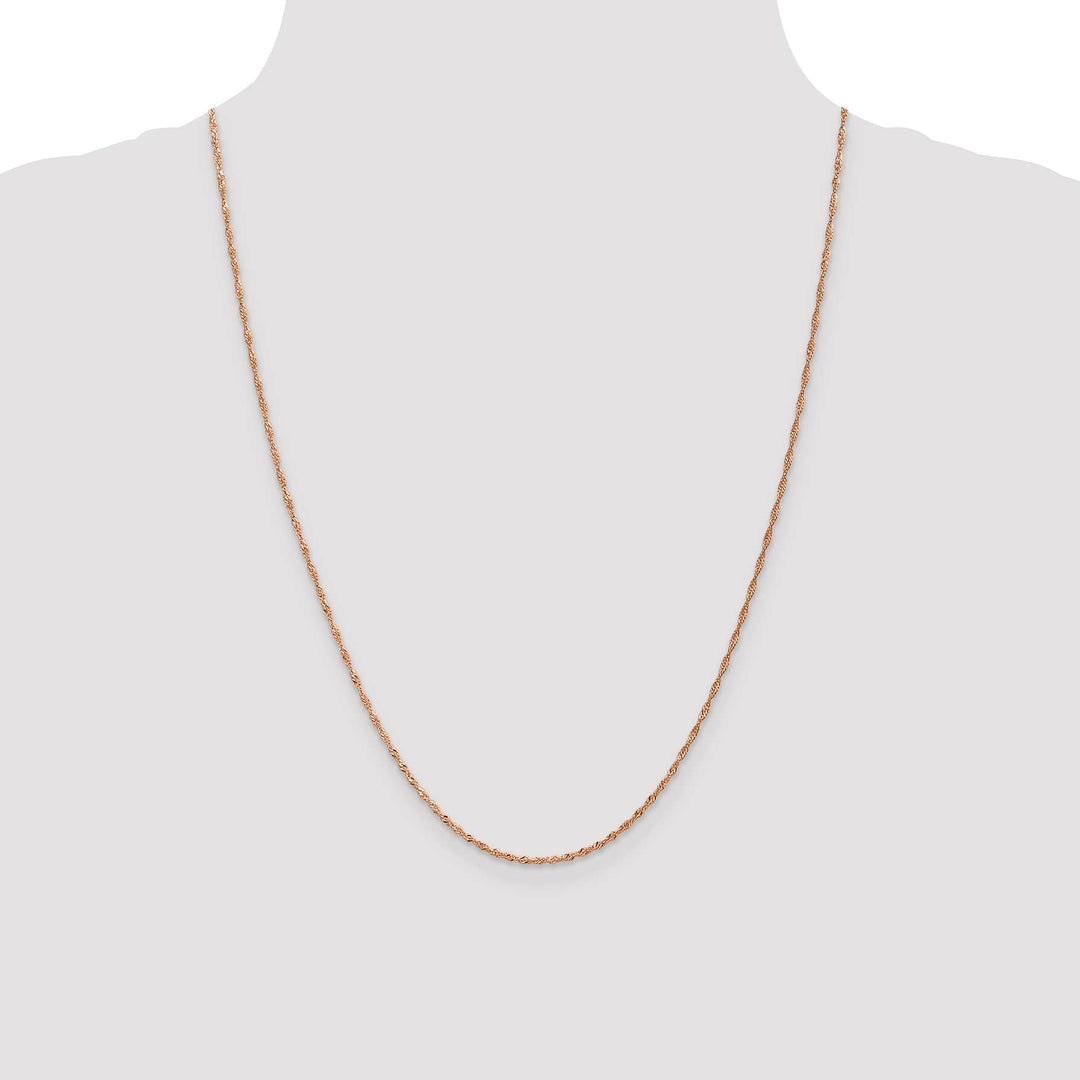 14K Rose Gold 1mm Singapore Chain 24 Inch
