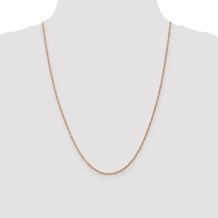 14K Rose Gold 1mm Singapore Chain 24 Inch