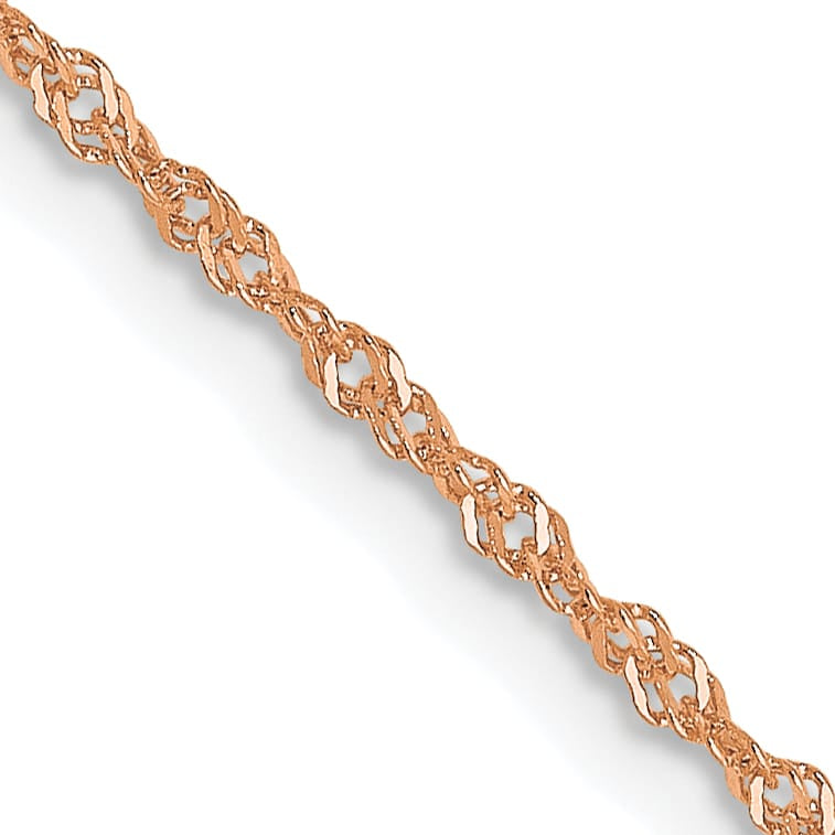 14K Rose Gold 1mm Singapore Chain 24 Inch