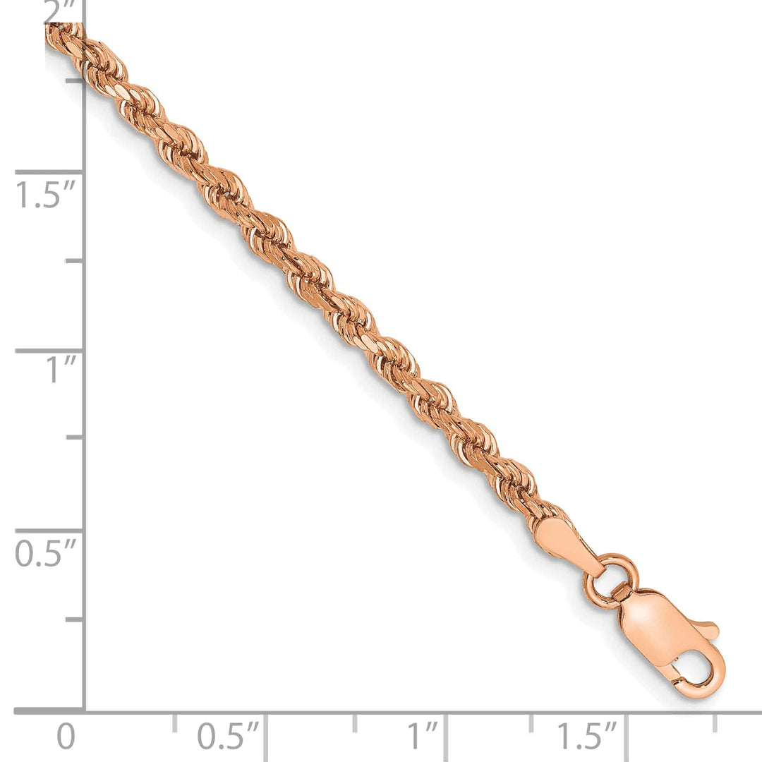 14K Rose Gold 2.75mm D.C. Rope Bracelet