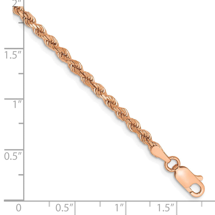 14K Rose Gold 2.75mm D.C. Rope Bracelet