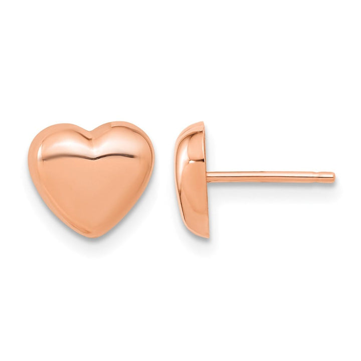 14K Rose Gold 8.6mm Polished Heart Post Earrings, view 1 of 4
